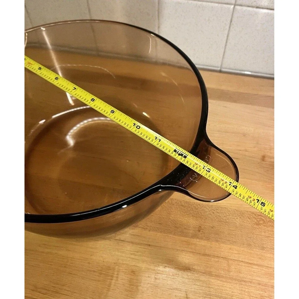 Vtg Corning Ware Visions Amber Glass Cookware 4.5L Dutch Oven Pyrex Lid Like New